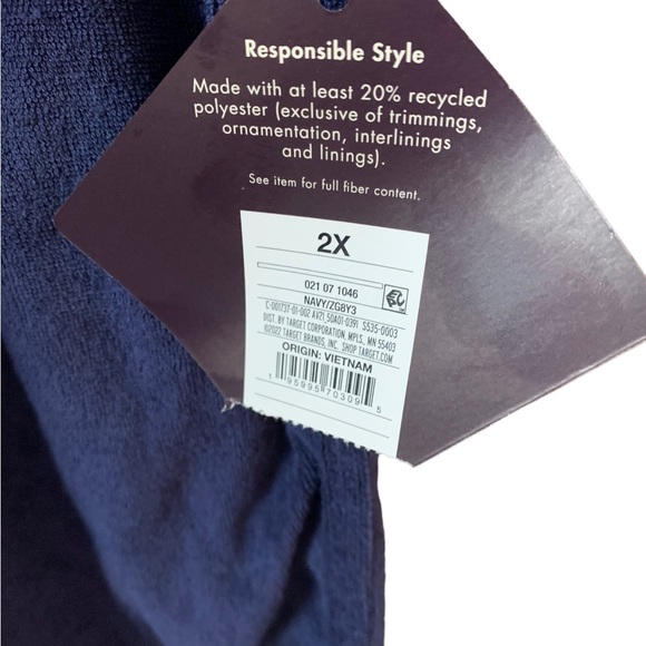 Ava & Viv Terry Cloth Shorts Women’s 2X Navy Blue w/ Pockets - Picture 7 of 10